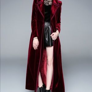 Long red velvet coat!